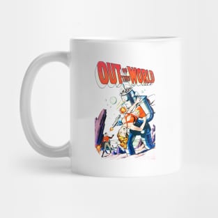 Out of the World 1950 Retro Robot futuristic science fiction Vintage Comic Mug